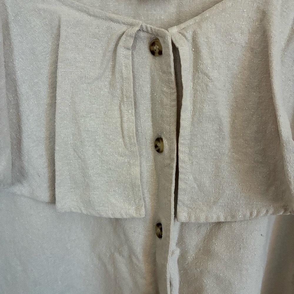 Moda International Cream Ruffle-Front Button Blouse - Picture 2 of 5